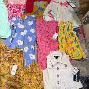 Carter's 10pc new Yellow Floral Dress and Blue Llama Pajamas